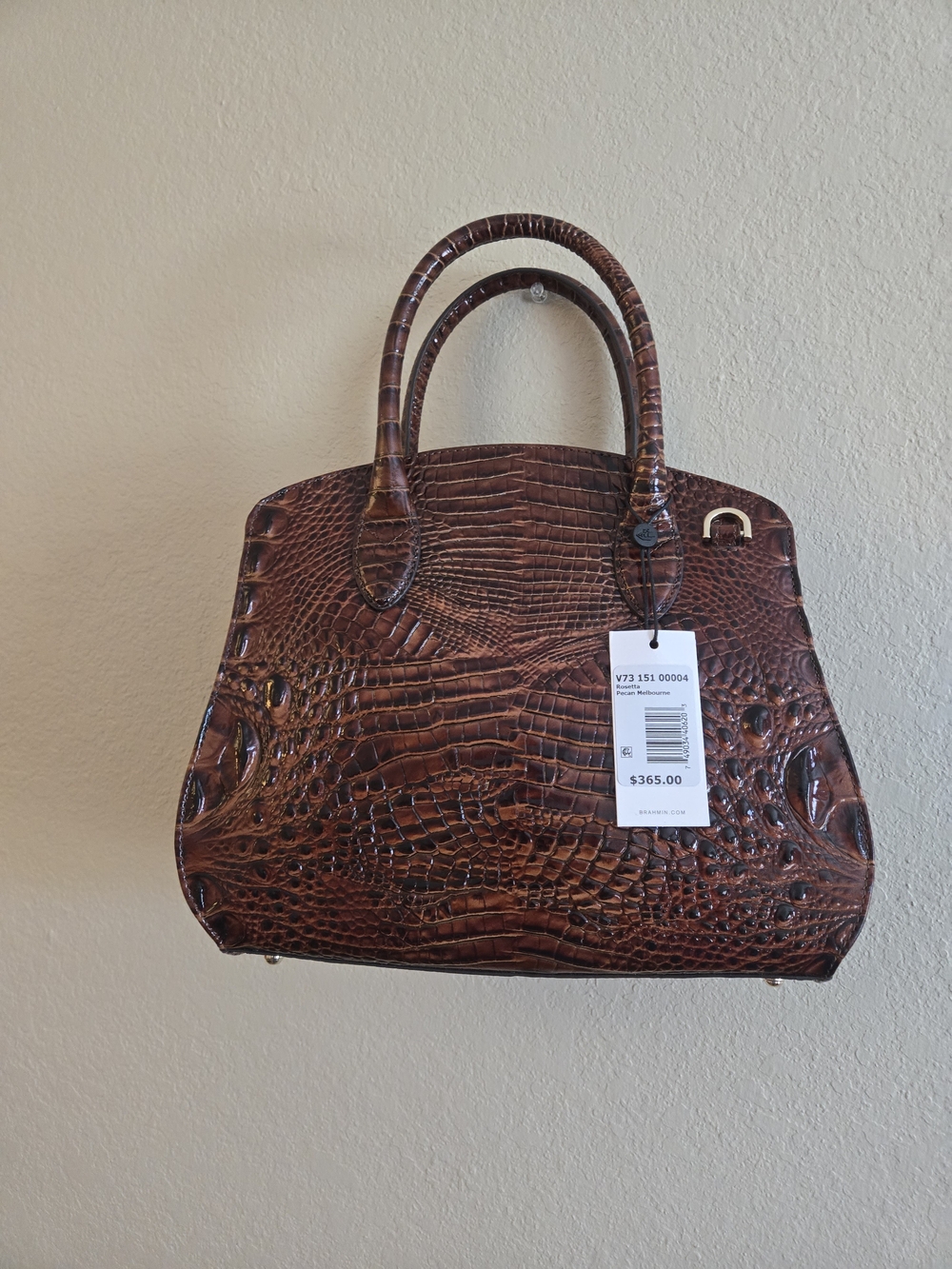 Brahmin Dark Brown Croc-Embossed Satchel - Picture 14 of 16